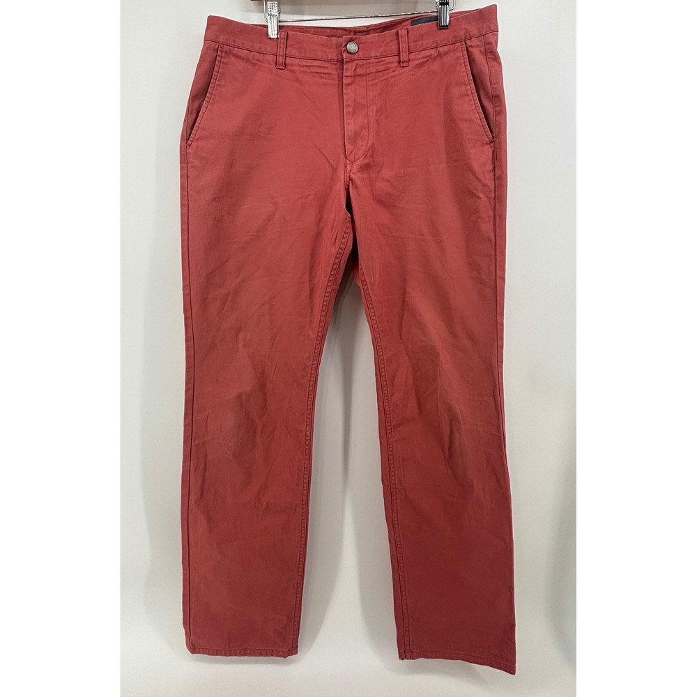 Bonobos Washed Chinos Mens 35/34 Pants Papaya Pink Stai Flat Front
